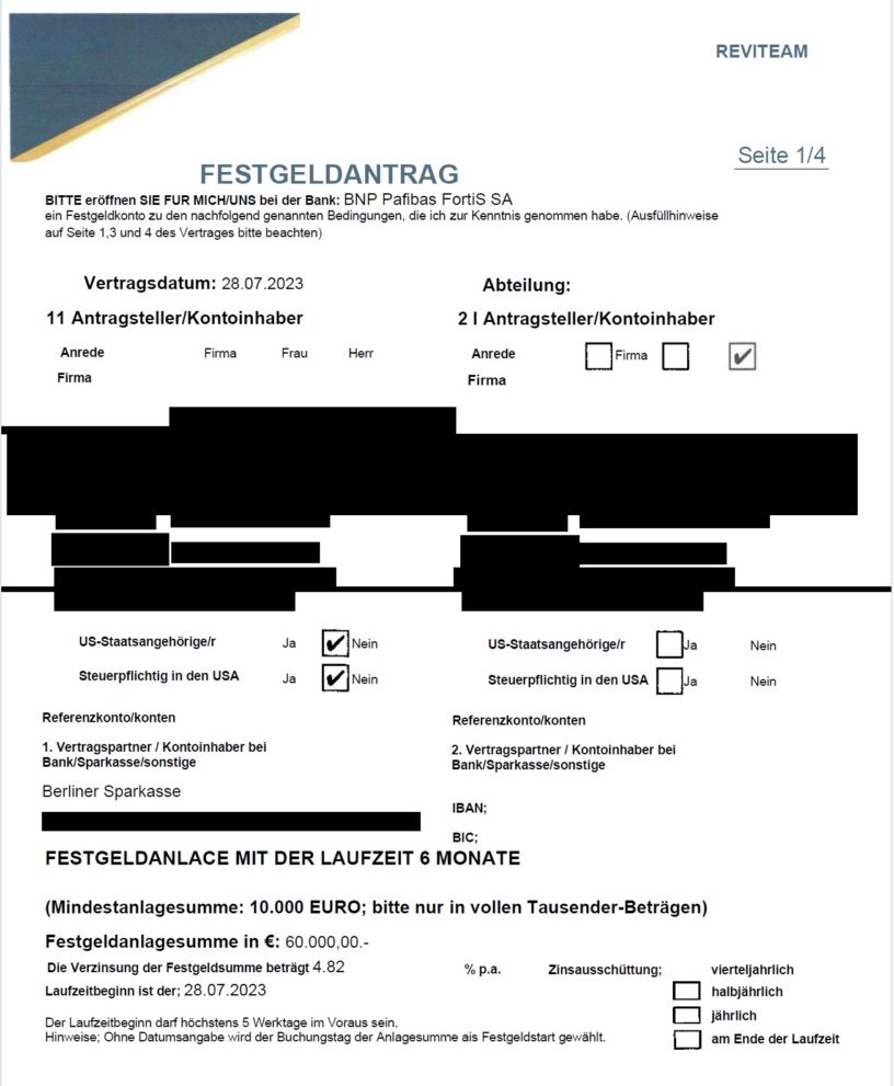 Reviteam Betrug Fake-Antragsformular
